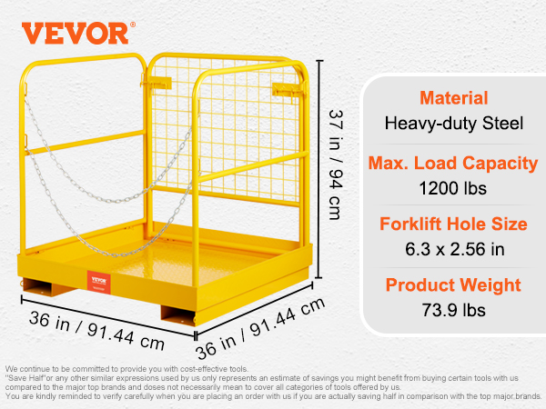 Forklift Work Platform,1200 lbs Load Capacity,36x36 inch