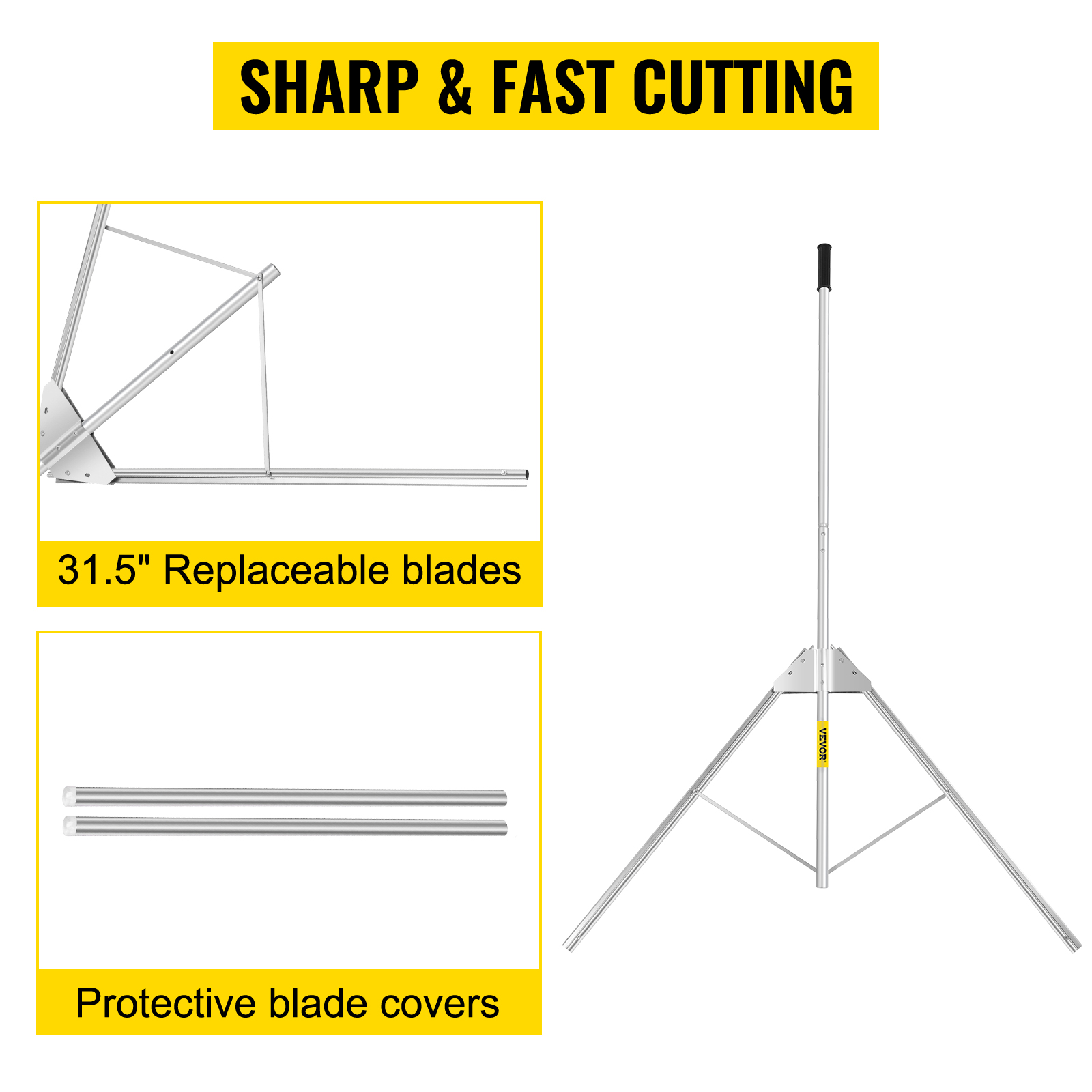 VEVOR Aquatic Weed Cutter, 30"53" Adjustable Cutting Path Water Grass