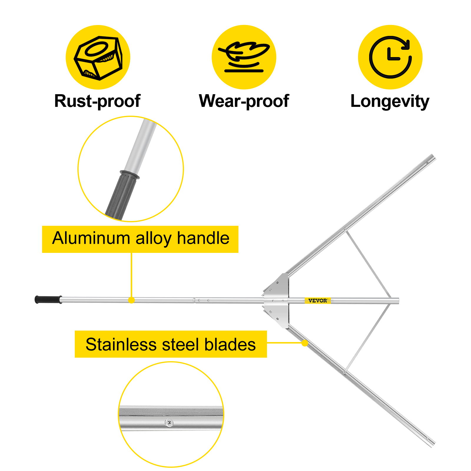 VEVOR Aquatic Weed Cutter, 30"53" Adjustable Cutting Path Water Grass
