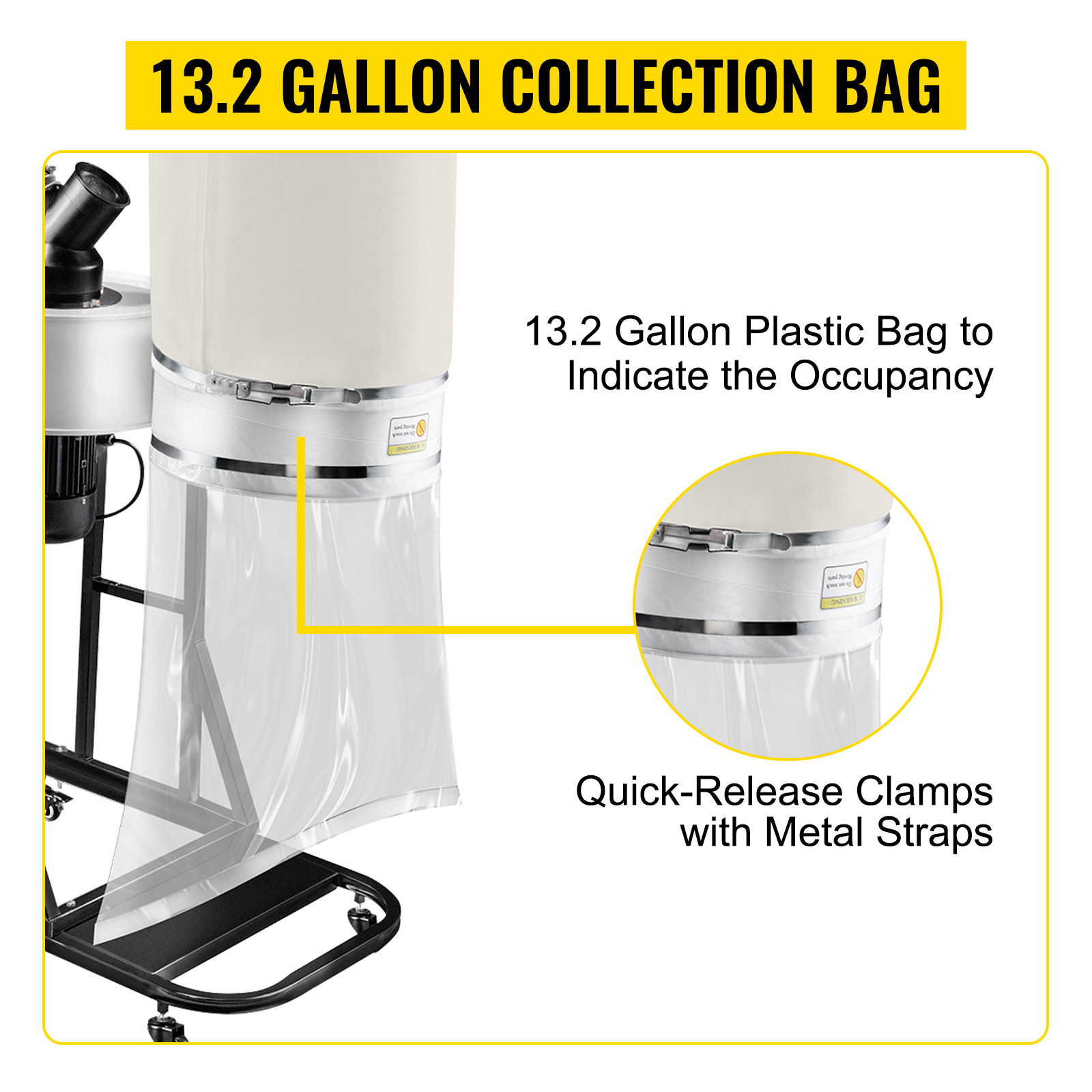 VEVOR Vortex Dust Collector Woodworking Dust Collector 1.5HP 220V w/ Mobile Base