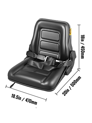 VEVOR Asiento de carretilla elevadora universal VEVOR, asiento de tractor  de PVC negro, asiento de cortacésped ajustable de 6/150 mm, asiento  plegable que incluye interruptor de asiento, asiento de dirección  deslizante de
