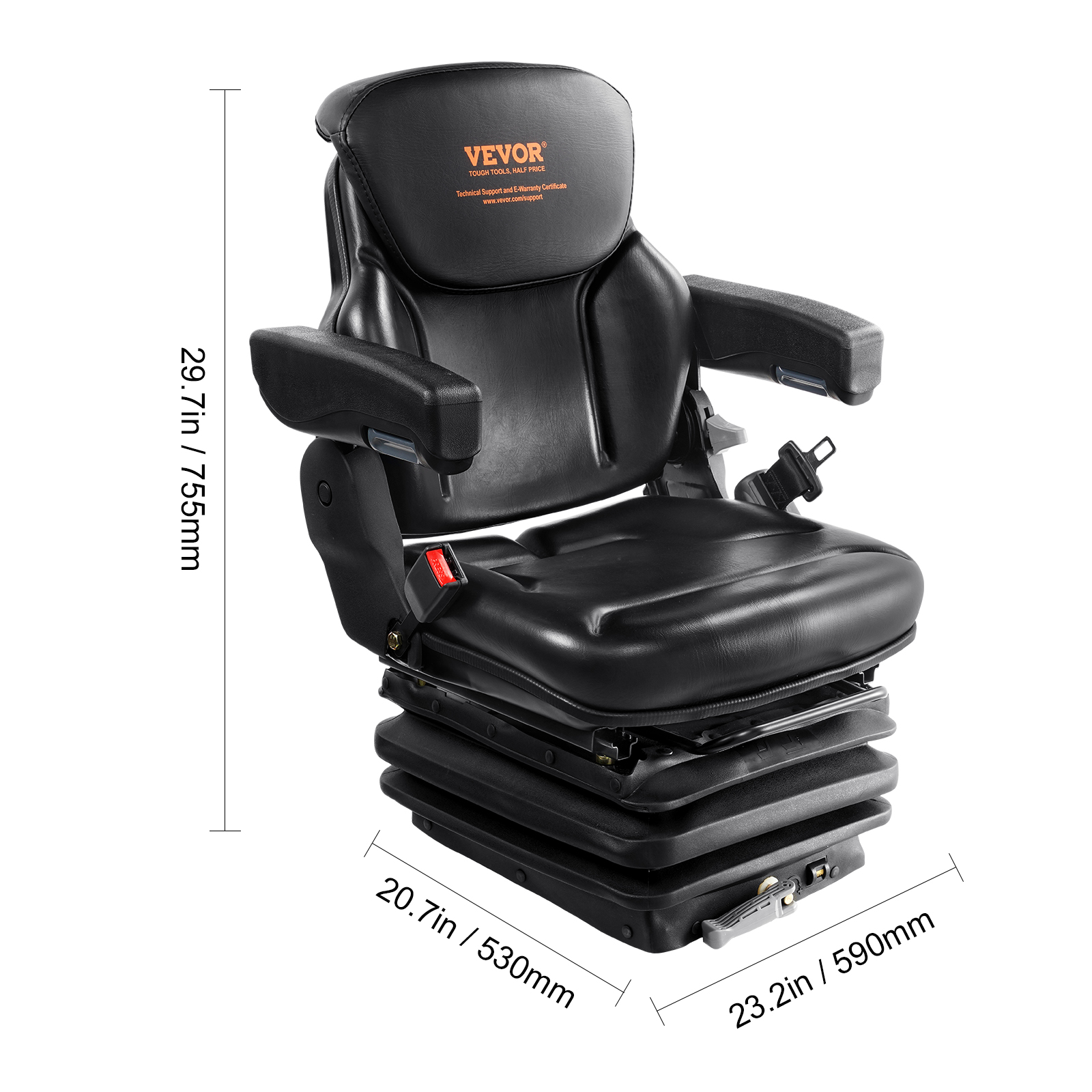 Sedile Universale Per Trattore, Carrello Elevatore, Mietitrebbia – Regolabile, Impermeabile In PVC, Portata 100 Kg
