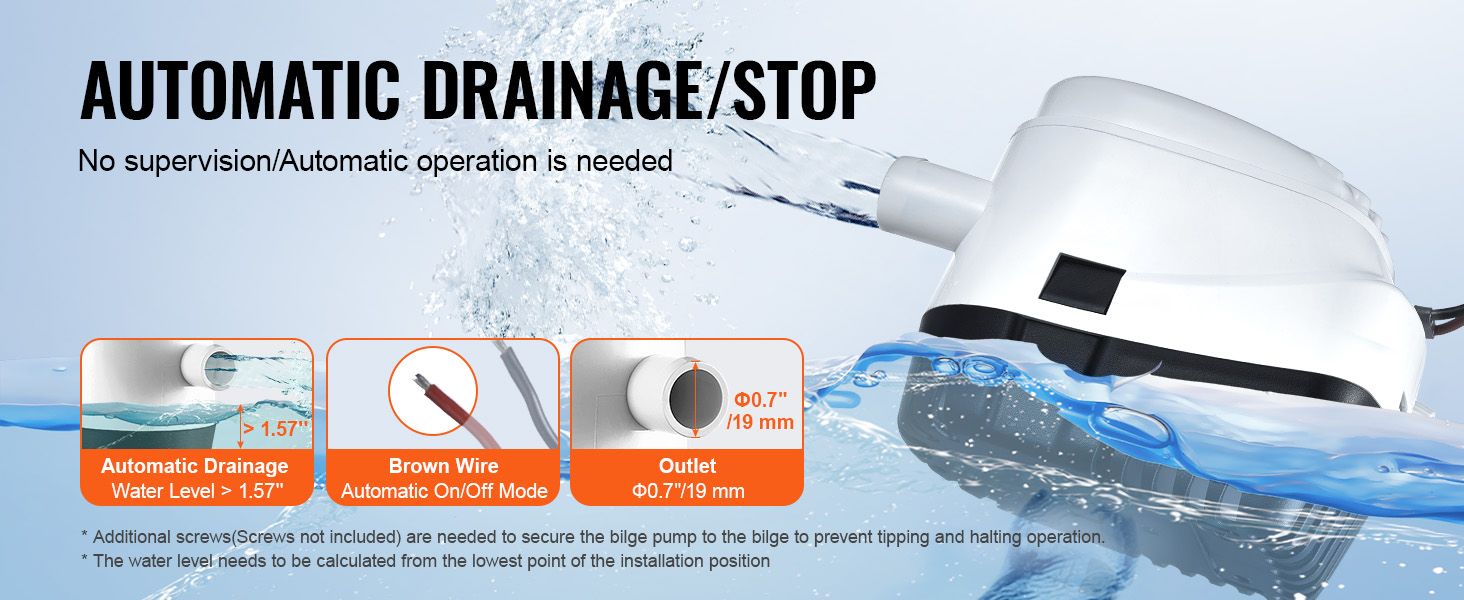 12V 750GPH Marine Electric Bilge Pump – Submersible Automatic Water Pump For Boat