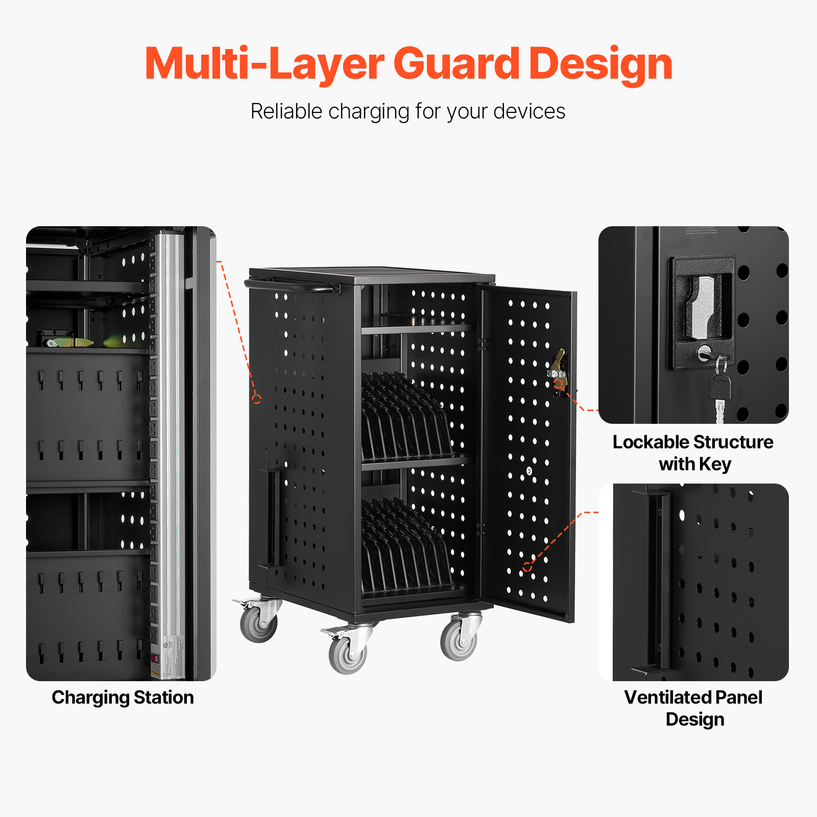 Charging Cart Mobile Locking/Open Charging Cart 16-36 Devices for Laptop&Tablet - Picture 17 of 74