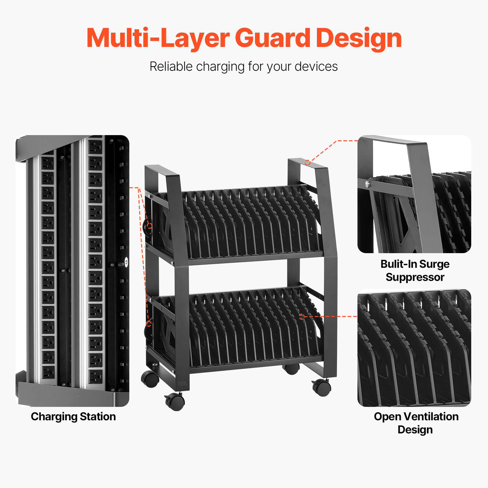 Charging Cart Mobile Locking/Open Charging Cart 16-36 Devices for Laptop&Tablet - Picture 29 of 74