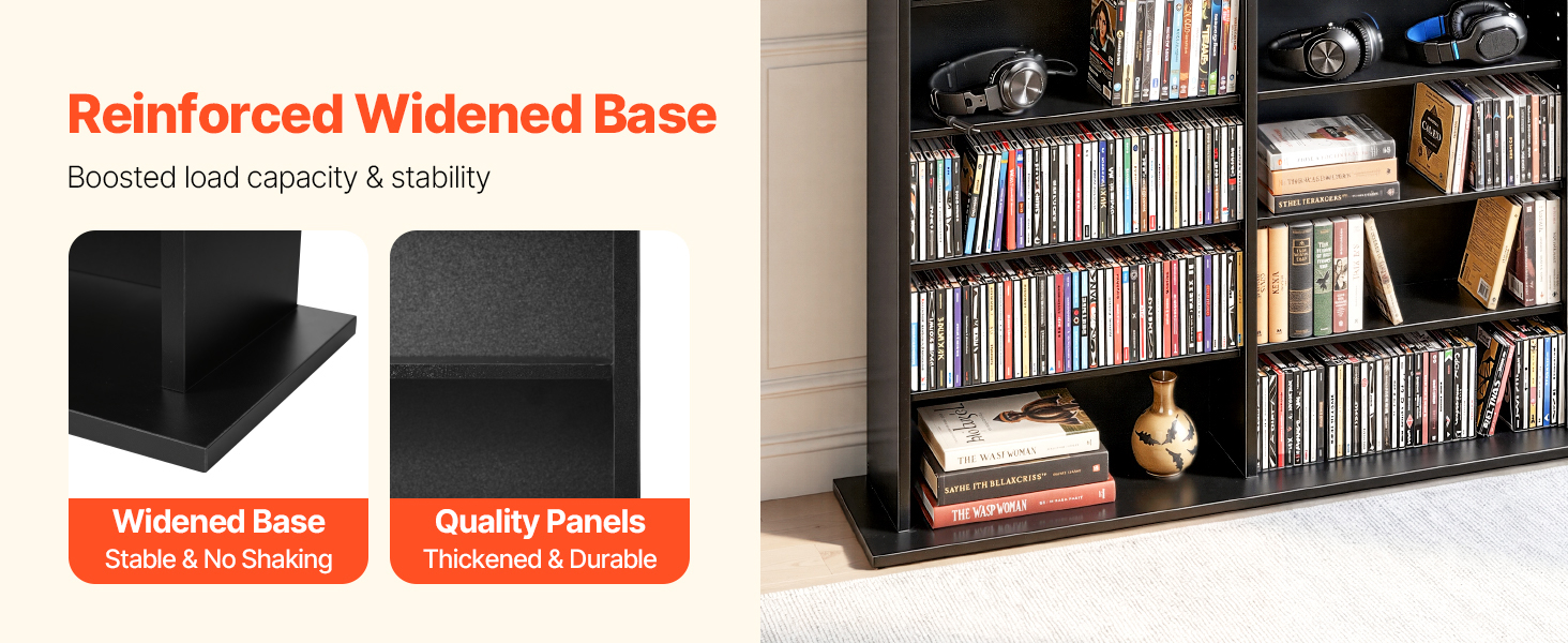 Uimoso 8-Tier Media Storage Cabinet with 24 Compartments for DVDs