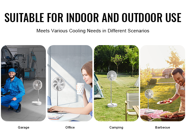 thumbnail image 2 of AICase Stand Fan,Folding Portable Telescopic Floor/USB Desk Fan With 7200mAh Rechargeable Battery,4 Speeds Super Quiet Adjustable Height And Head Great For Office Home Outdoor Camping-Black 2 of 13