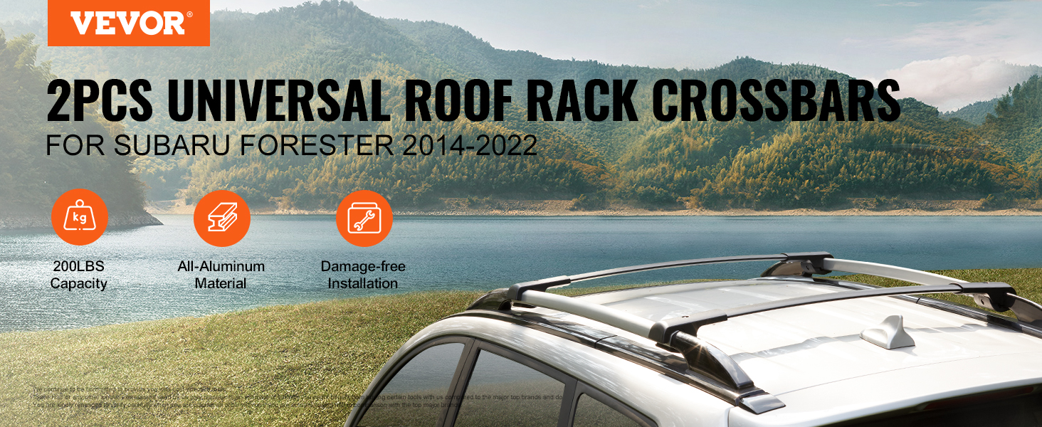 VEVOR Roof Rack Cross Bars, Fit for 2014-2022 Subaru Forester with Raised  Side Rails, 200 lbs Load Capacity, Aluminum Crossbars with Locks, for  Rooftop Cargo Carrier Bag Luggage Kayak Bike