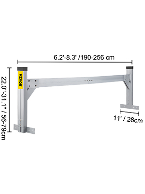 VEVOR Universal Roof Ladder Rack, Fit for 6.2'-8.3' Wide Vans, 2 Bars Adjustable Aluminum Trailer Ladder Rack with 330 LBS Capacity, for Cargo Vans Trucks or Pickups, Silver