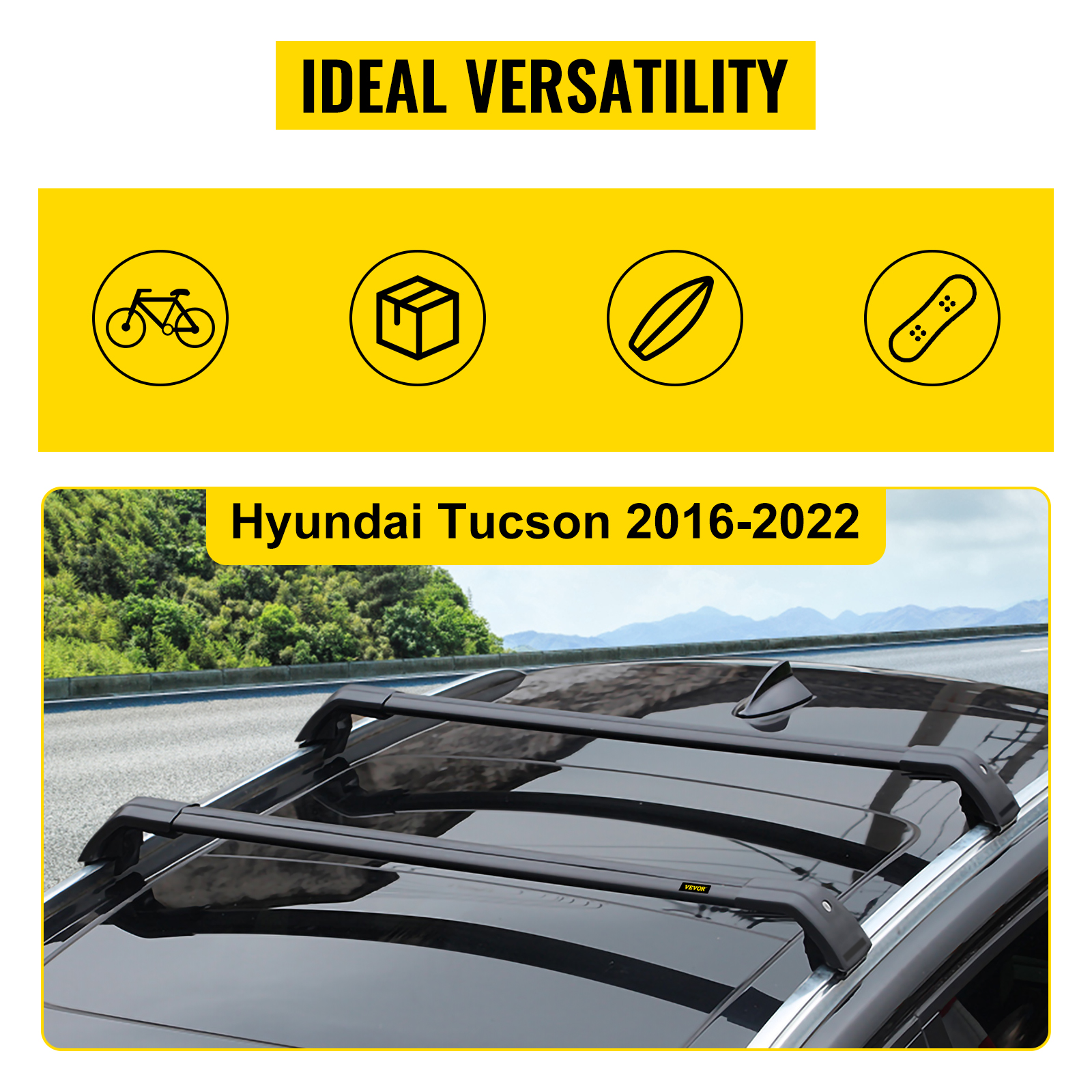 Titopena Cross Bars fit for Hyundai Tucson NX4  2021-2024,Hybrid,Plug-in Hybrid,Roof Top Rack Rails Black Upgrade  Cargo(Compatible with Flush Side Rails) : Automotive