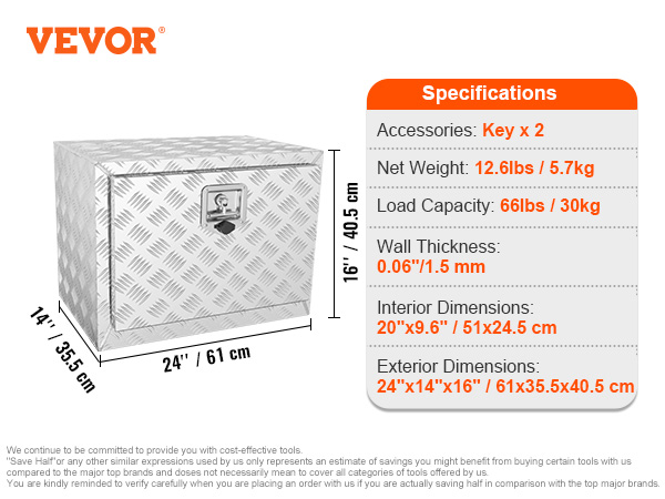 underbody truck box,24 x 14 x 16,silver