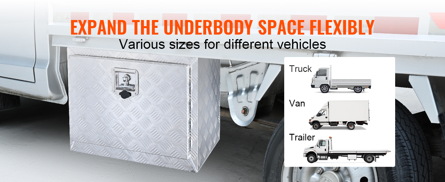 Caja de herramientas para remolques de camión de 24 pulgadas, cajas de  almacenamiento de aluminio, caja de herramientas para debajo de la  carrocería
