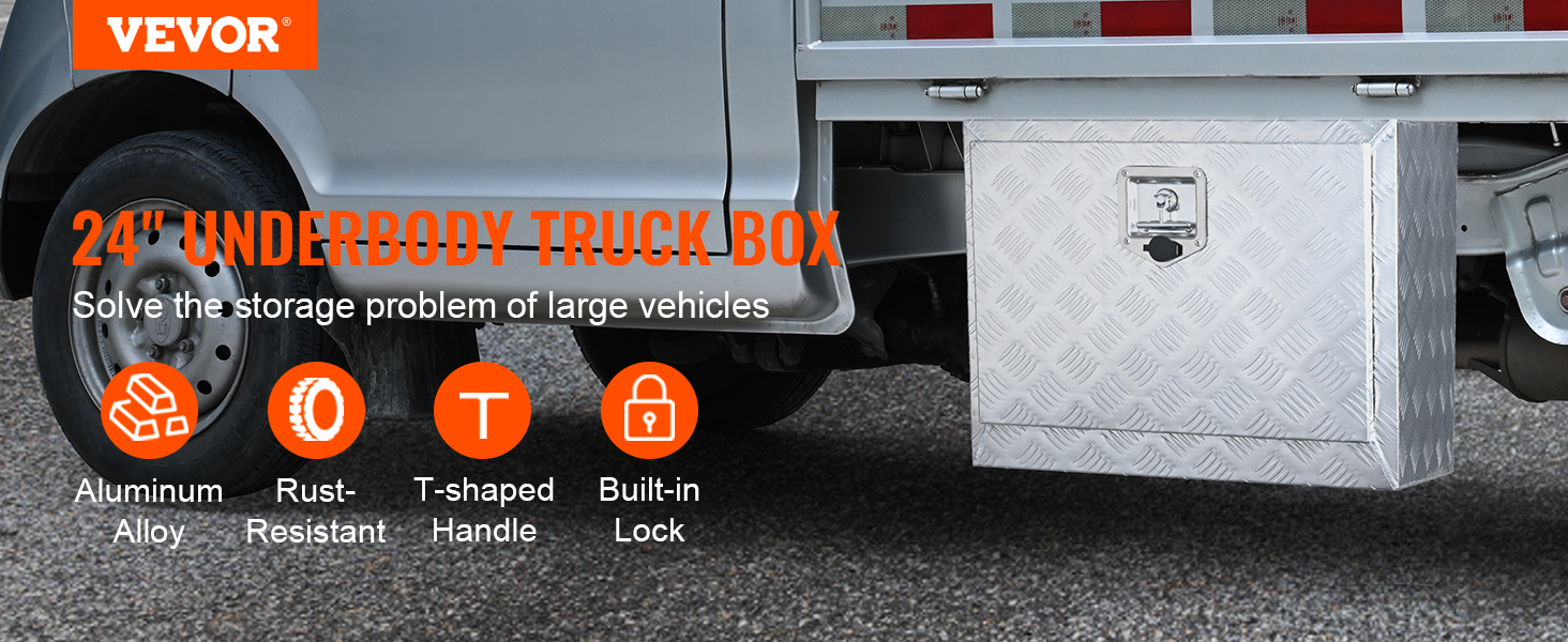 36 in. x 17 in. x 18 in. Underbody Truck Tool Box Aluminum Pickup Storage  Box with Lock Keys Latch for Truck Van Trailer