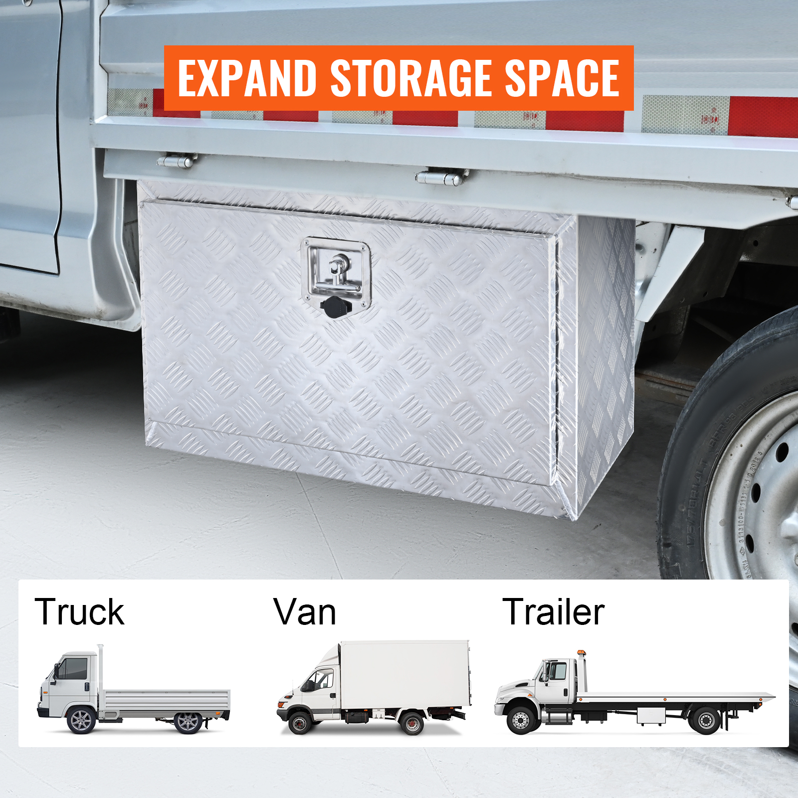 Caja de herramientas para camión de 24 pulgadas, impermeable, cuadrada,  para almacenamiento, barra de aluminio, herramienta de banda de rodadura,  caja
