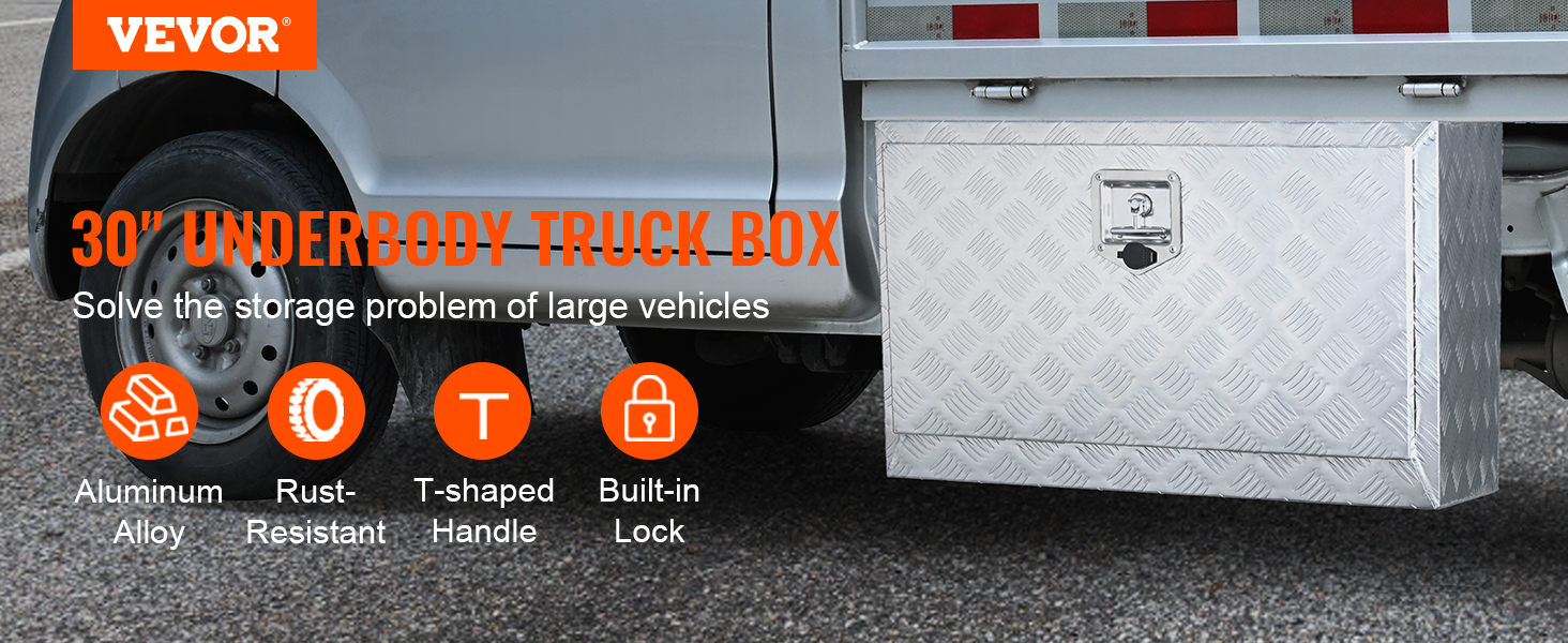 Lockable 30 Aluminum Toolbox: Small Narrow Truck Bed Storage