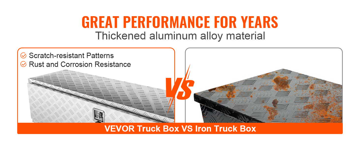 VEVOR Heavy Duty Aluminum Truck Bed Tool Box, Diamond Plate Tool