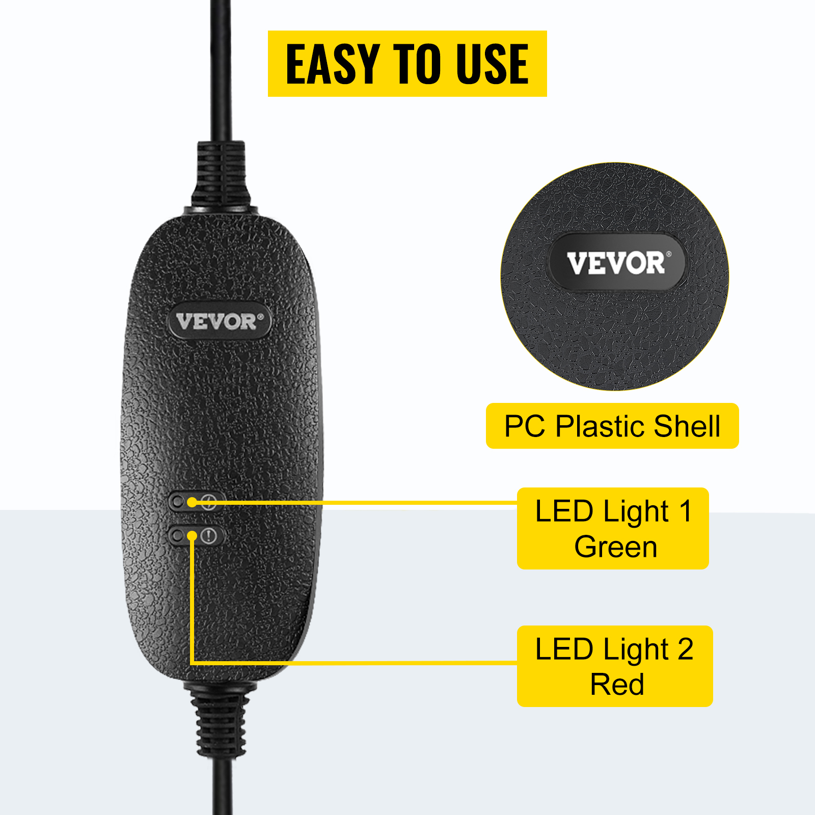 VEVOR Level 1+2 EV Charger, 15 Amp 110-240V, Portable Electric Vehicle  Charger with 25 ft Charging Cable NEMA 6-20 Plug NEMA 5-15 Adapter, Plug-in