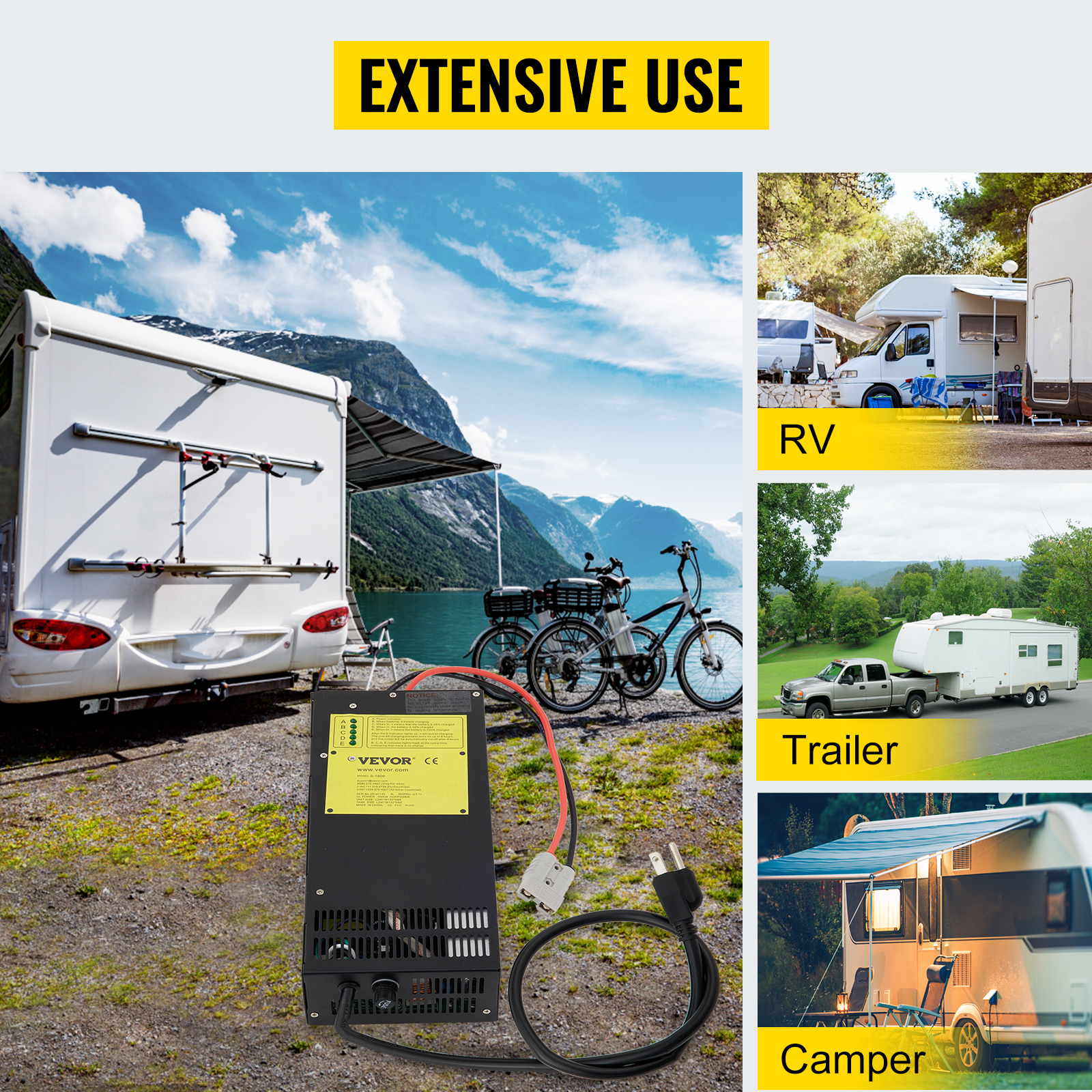 VEVOR 100 Amp RV Power Converter Charger, 110 Volt AC to 12 Volt DC