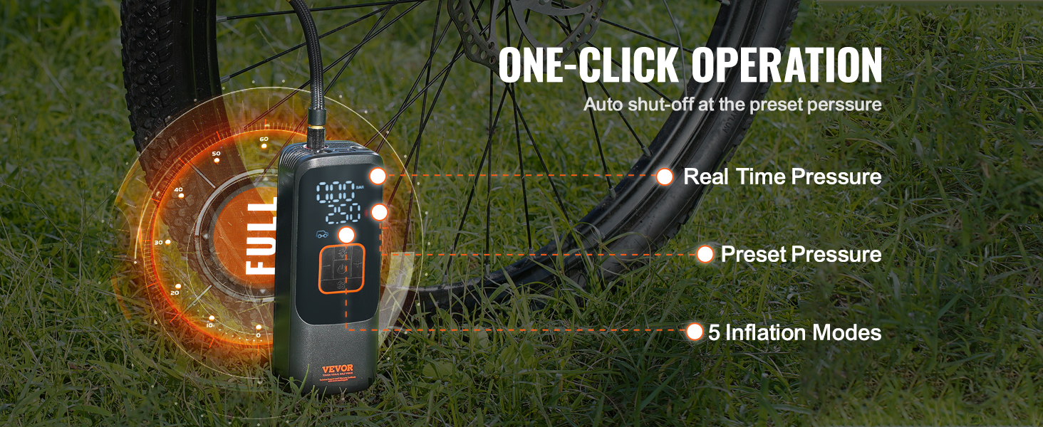 Compressore ad Aria Portatile a Batterie Gonfiatore Pompa Per Auto Moto Bici