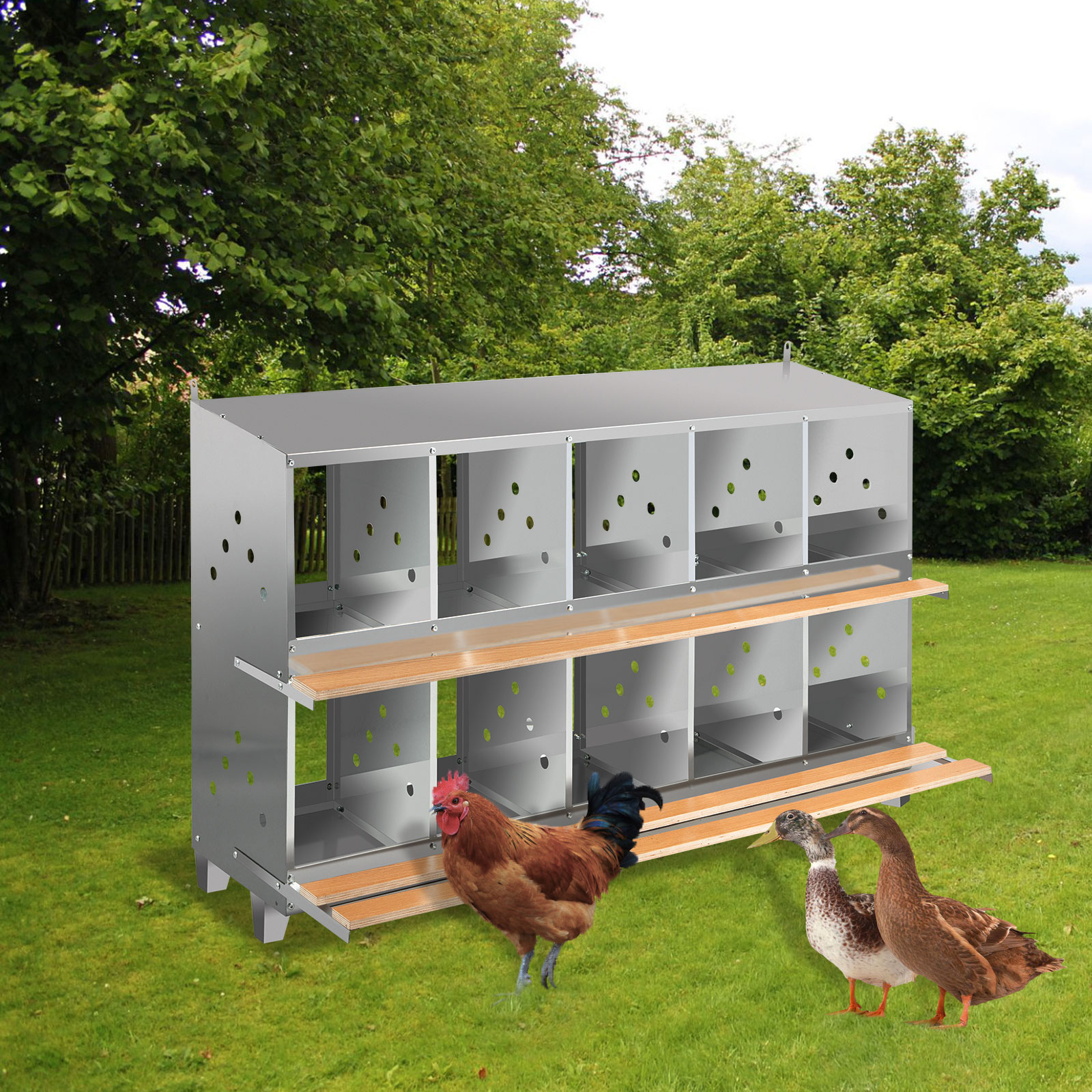 Vevor Chicken Nesting Boxes Poultry Nest 10-hole Galvanized Steel ...