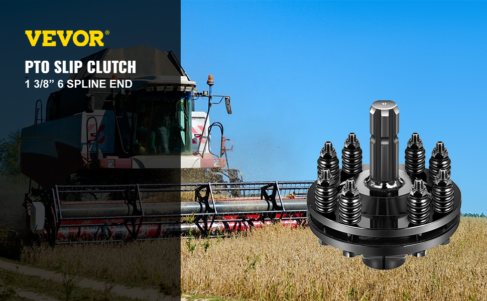 VEVOR Slip Clutch, 1 3/8" PTO Slip Clutch, 6 Spline Ends PTO Friction