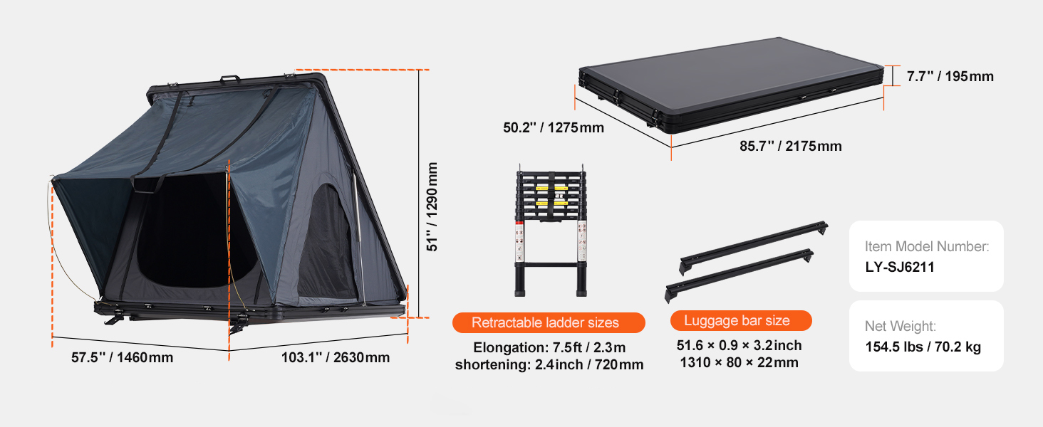 Dachzelt Hartschale 2‑3 Personen Wasserdicht Jeep SUV Truck Leiter Rooftop Tent A100 1.11w