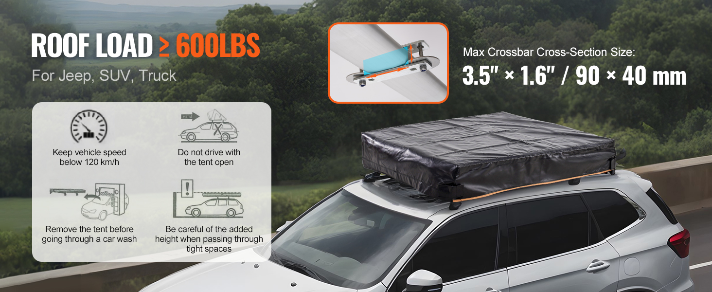 Dachzelt Hartschale 2‑3 Personen Wasserdicht Jeep SUV Truck Klappbar Rooftop Tent A100 2.5
