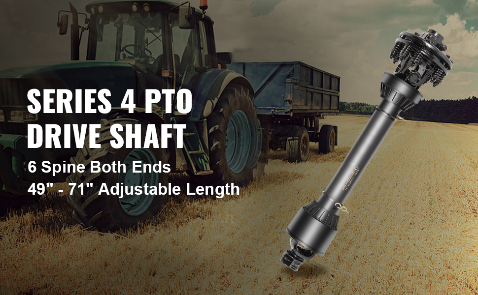 VEVOR Shaft, 13/8” PTO Drive Shaft, 6 Spline Both Ends PTO Driveline