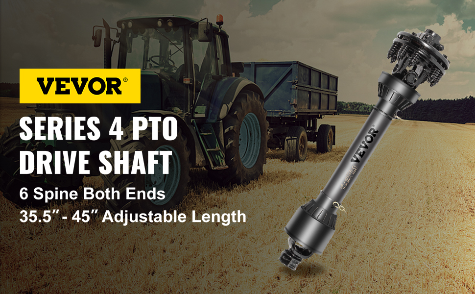 VEVOR PTO Shaft, 13/8” PTO Drive Shaft, 6 Spline Ends PTO Driveline