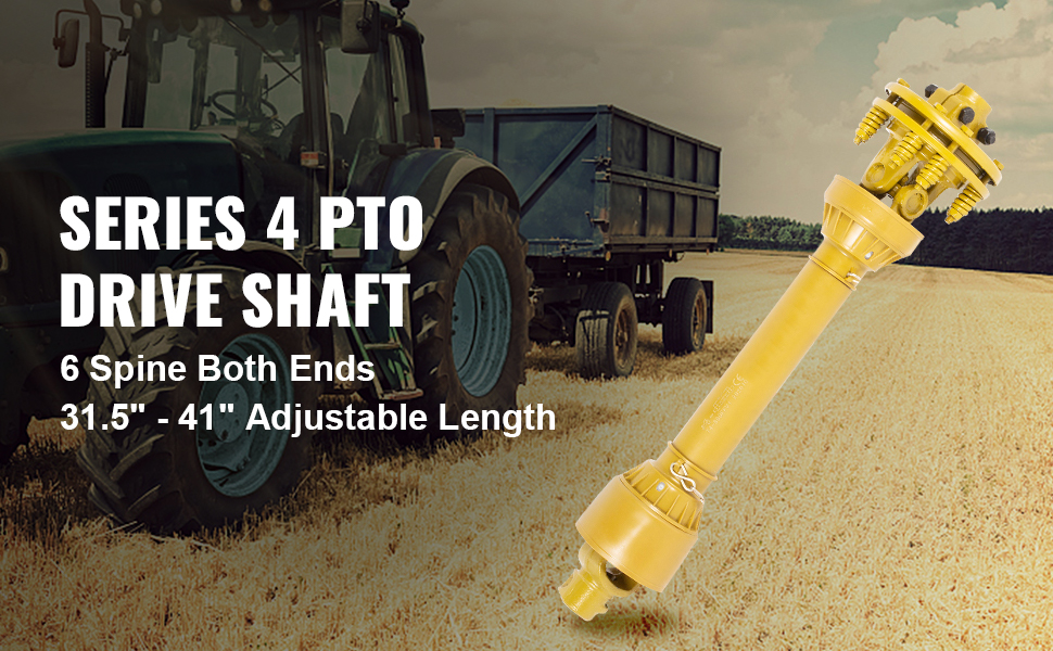 VEVOR PTO Shaft, 13/8” PTO Drive Shaft, 6 Spline Both Ends PTO
