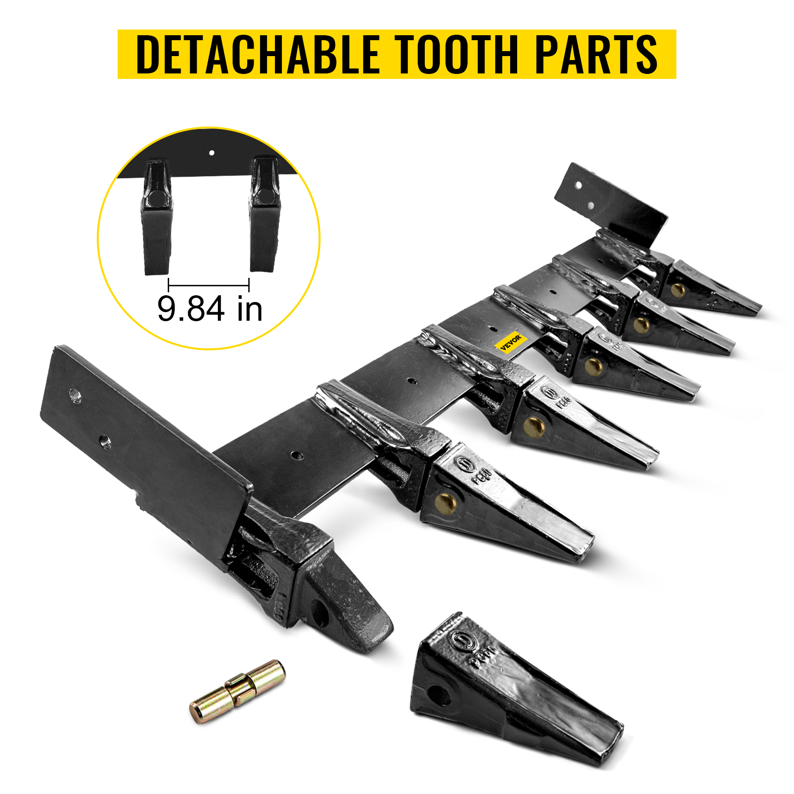 VEVOR Bucket Tooth Bar, 48in Inside Bucket Width Tractor Bucket Teeth