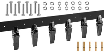 VEVOR Bucket Tooth Bar 72'' Inside Bucket Width Tractor Bucket Teeth 9.84'' Teeth Space Tooth Bar for Loader Bucket 23TF Bolt on Tooth Bucket Enables Penetration of Compacted Soil and Other Materials