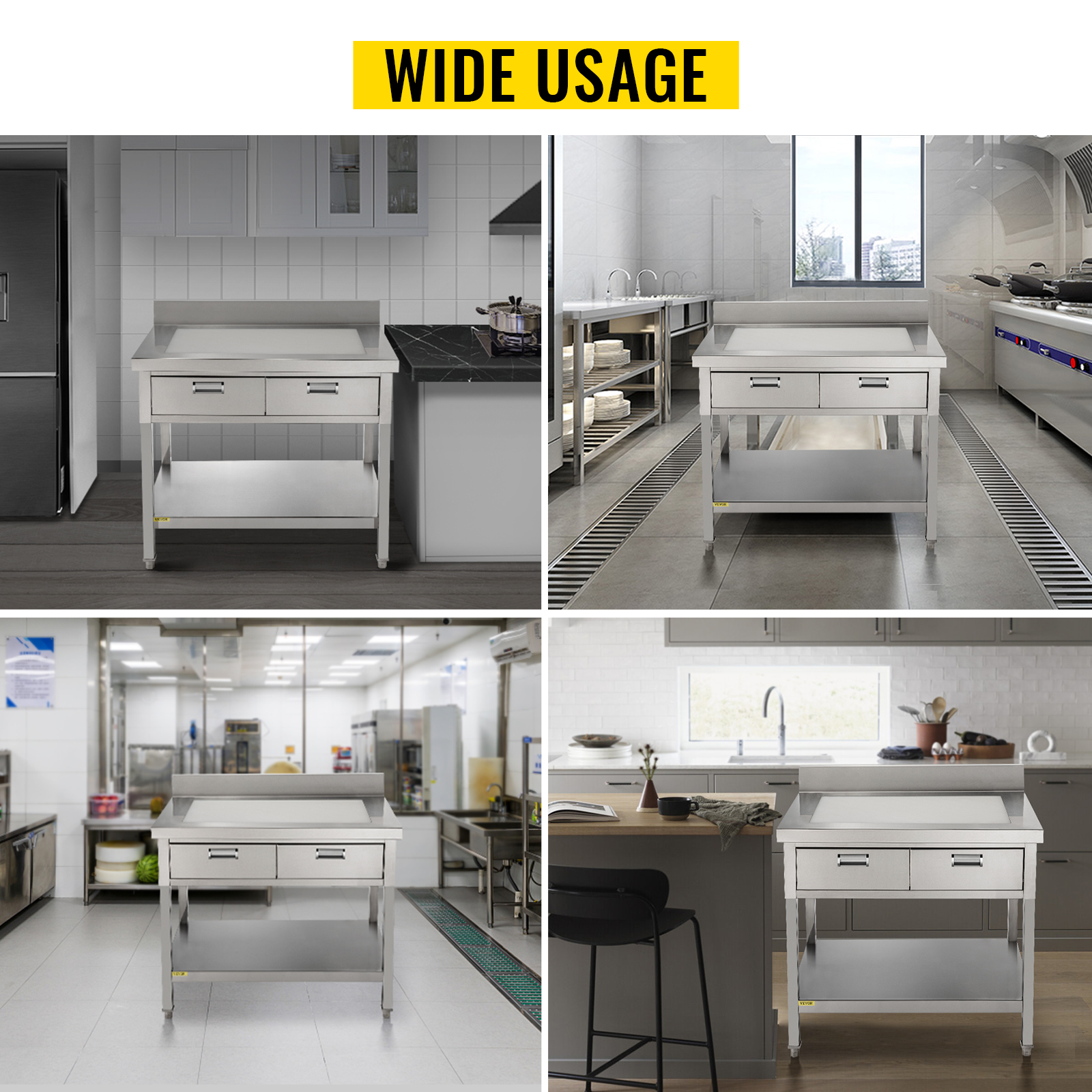 VEVOR VEVOR Stainless Steel Kitchen Benches Work Bench Food Prep Table 610x1067mm Home | VEVOR AU