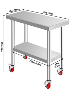 VEVOR VEVOR Stainless Steel Catering Work Table 30x12 Inch Commercial ...