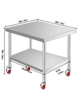 VEVOR VEVOR Stainless Steel Catering Work Table 30x36 Inch Commercial ...