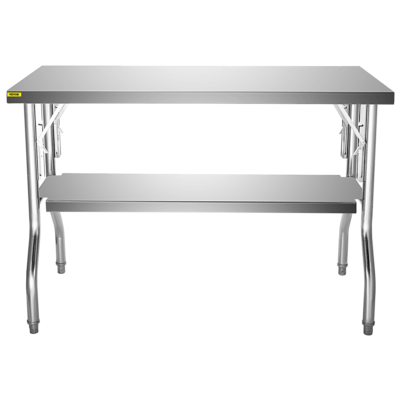 Mesa de trabajo comercial, mesa de trabajo plegable de 48 x 30 pulgadas,  mesa plegable de acero inoxidable de doble estante, mesa de trabajo de  cocina