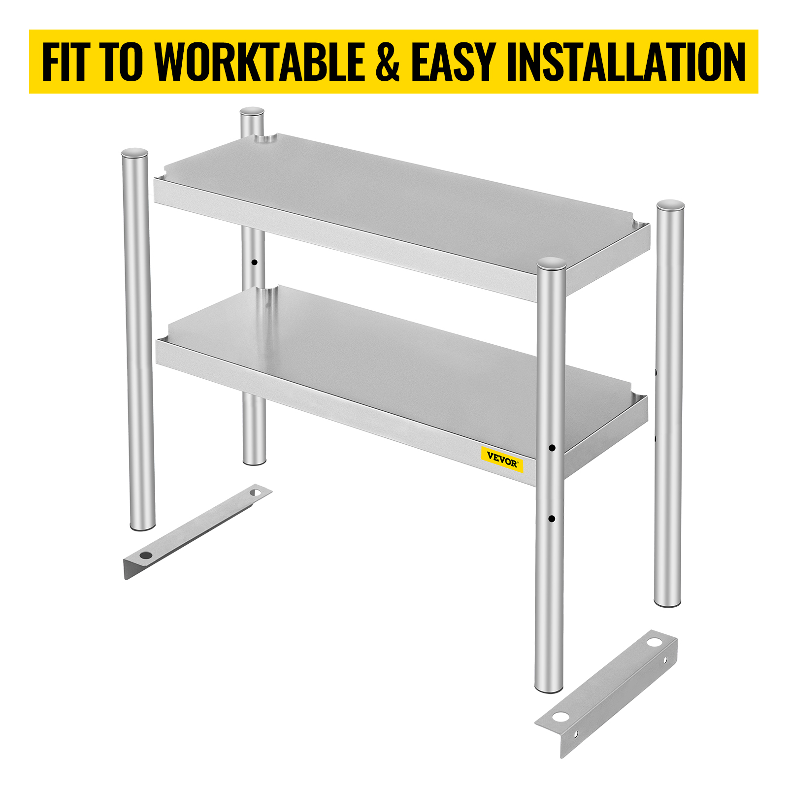 GAOMON 12" X 36" Stainless Steel Overshelf - 2 Tier Kitchen