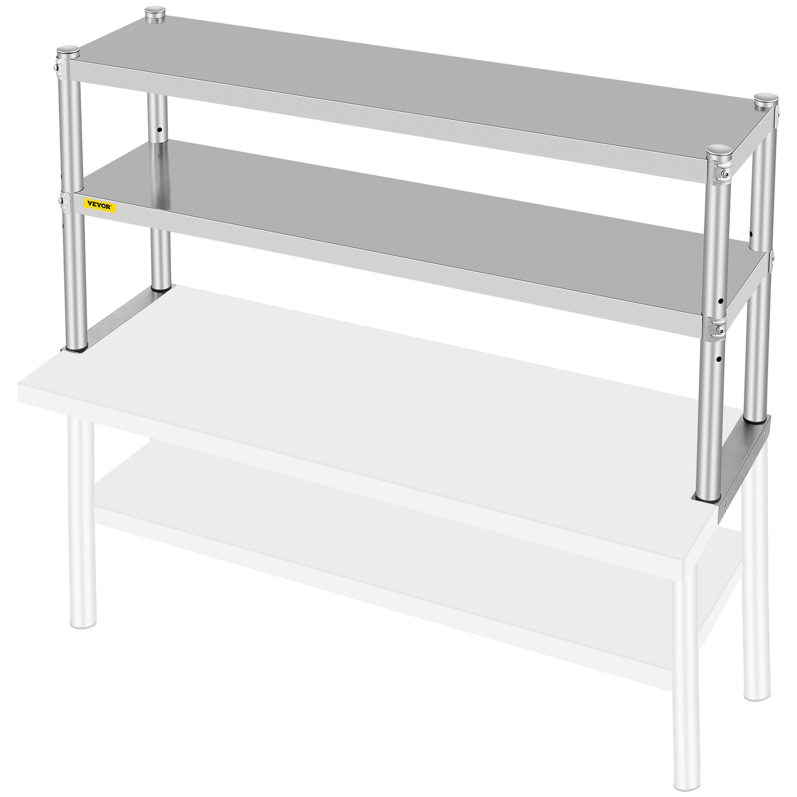 Stainless Steel for Work Table Adjustable Double Overshelf 14 X 36 