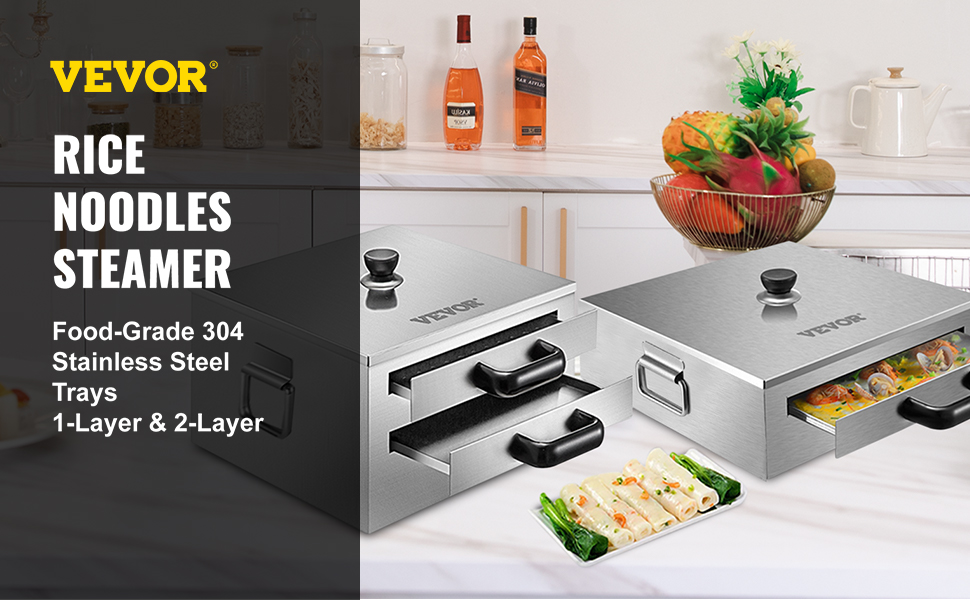 VEVOR VEVOR Rice Noodles Steamer Rice Noodle Roll Maker 2Layer Rice