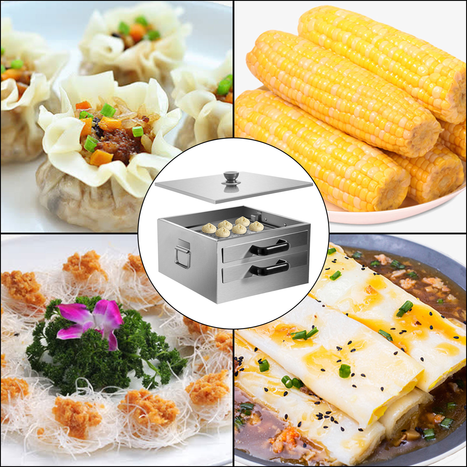 VEVOR VEVOR Rice Noodles Steamer Rice Noodle Roll Maker 2Layer Rice
