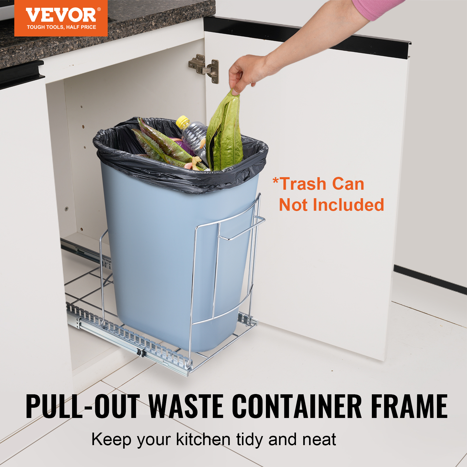 Double/Single Pullout Waste Container Kitchen Trash Can 70L/35L/29L Grey - Picture 16 of 62