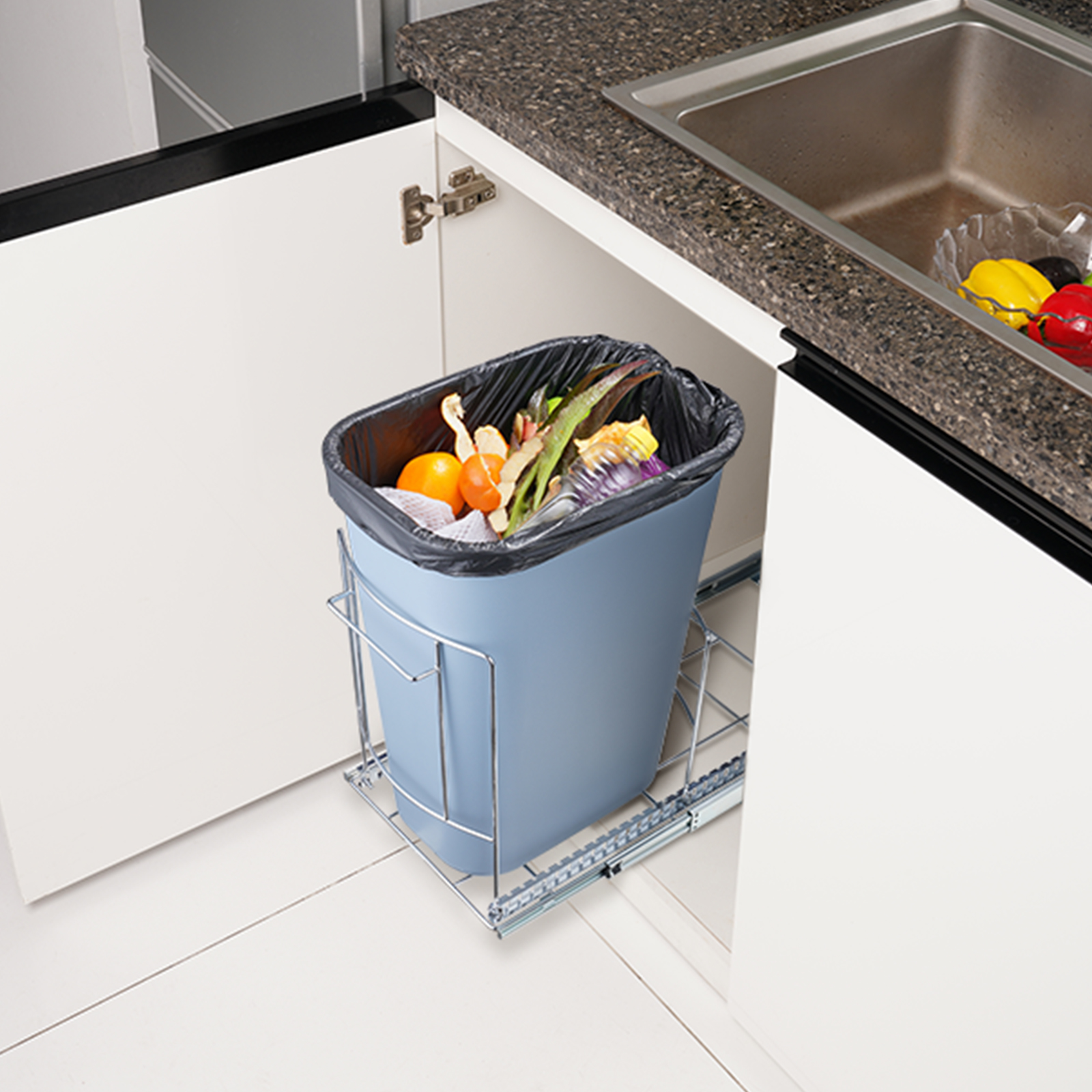 Double/Single Pullout Waste Container Kitchen Trash Can 70L/35L/29L Grey - Picture 22 of 62