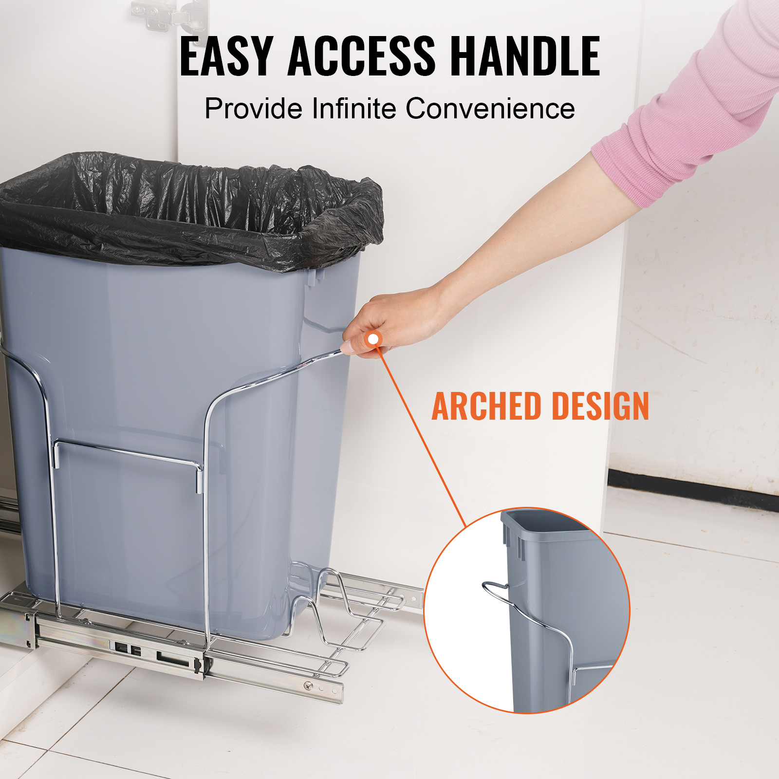 Double/Single Pullout Waste Container Kitchen Trash Can 70L/35L/29L Grey - Picture 31 of 62