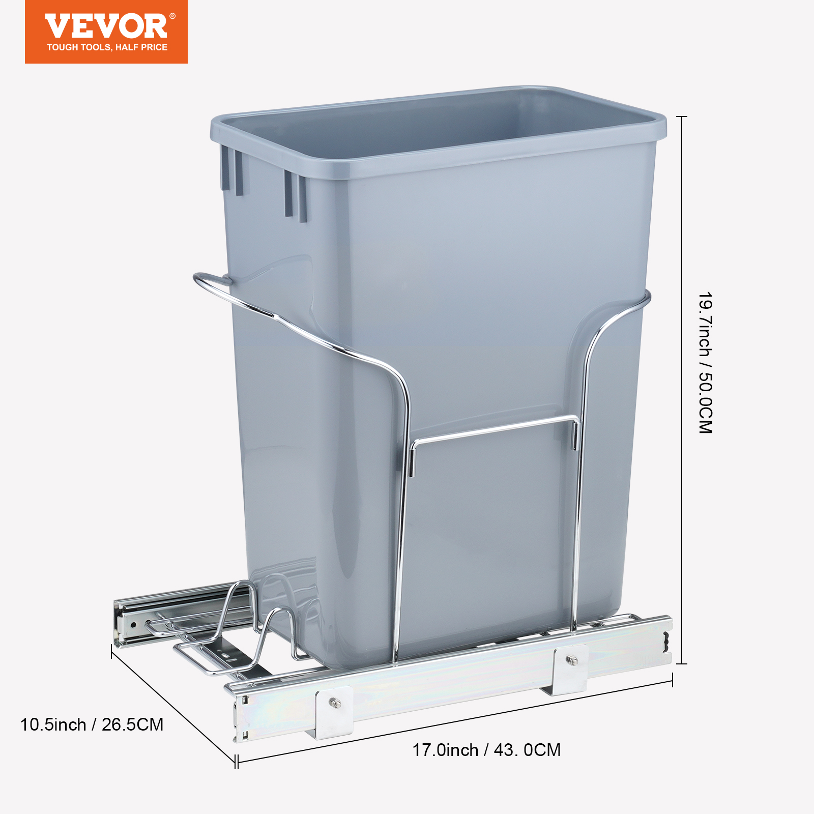 Double/Single Pullout Waste Container Kitchen Trash Can 70L/35L/29L Grey - Picture 33 of 62