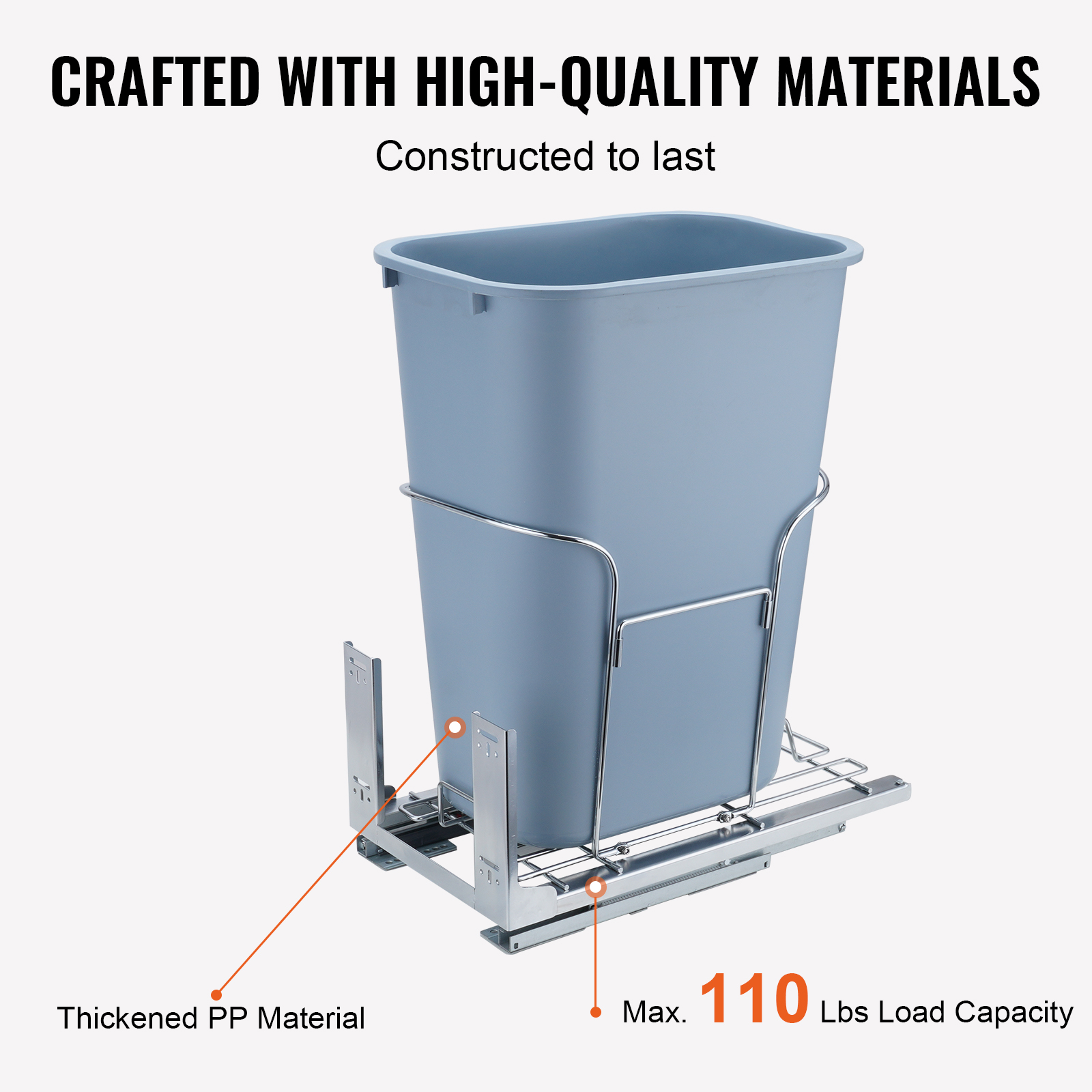 Double/Single Pullout Waste Container Kitchen Trash Can 70L/35L/29L Grey - Picture 41 of 62