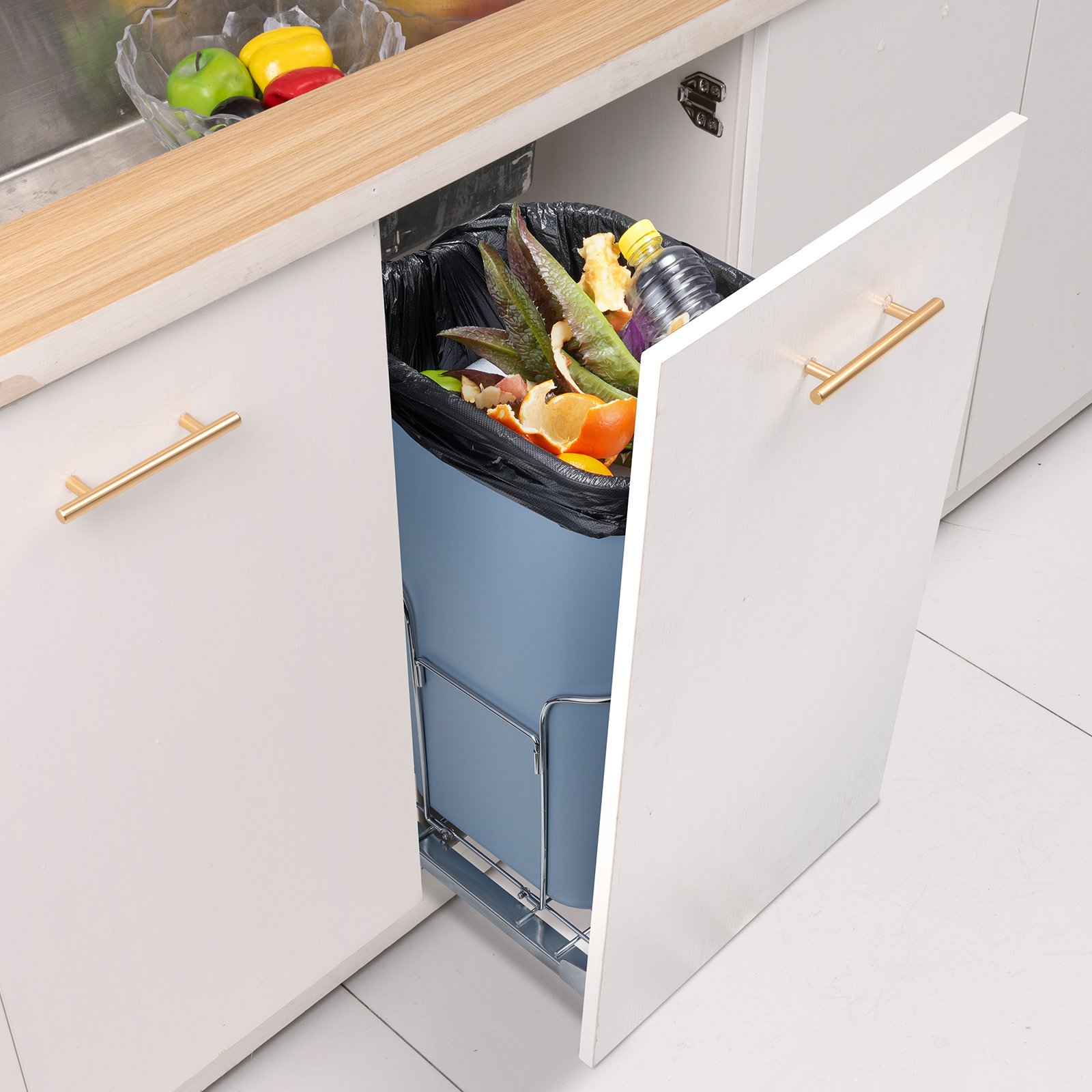 Double/Single Pullout Waste Container Kitchen Trash Can 70L/35L/29L Grey - Picture 46 of 62