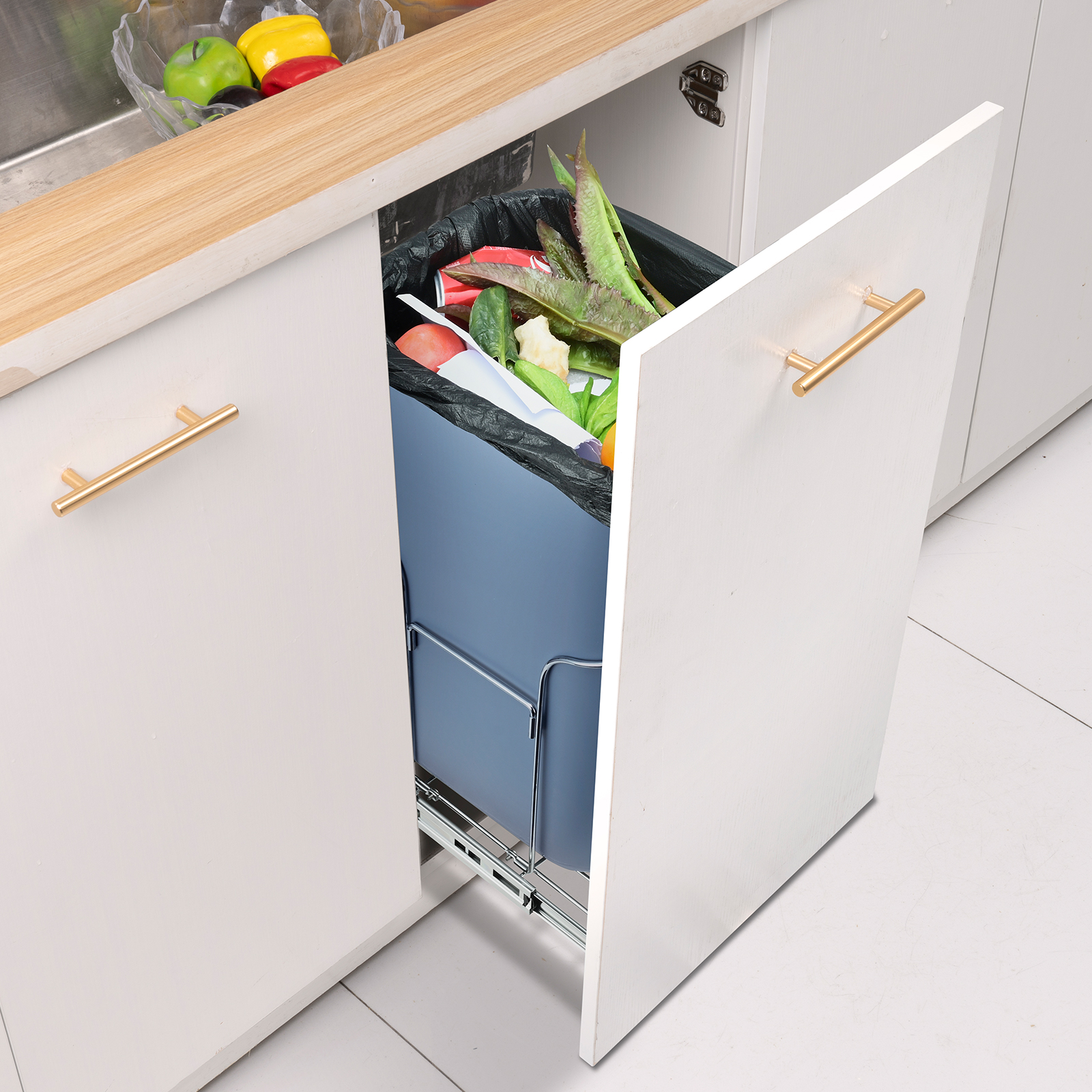Double/Single Pullout Waste Container Kitchen Trash Can 70L/35L/29L Grey - Picture 58 of 62
