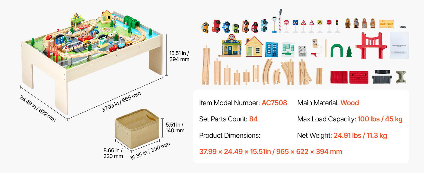 table dimensions with storage bin