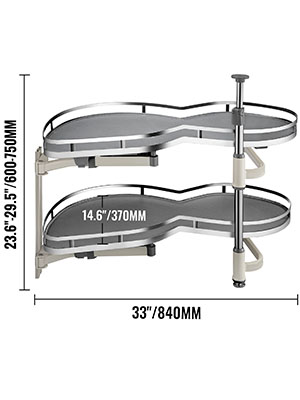 Cloud Blind Corner Pullout,34 In,2 Tier