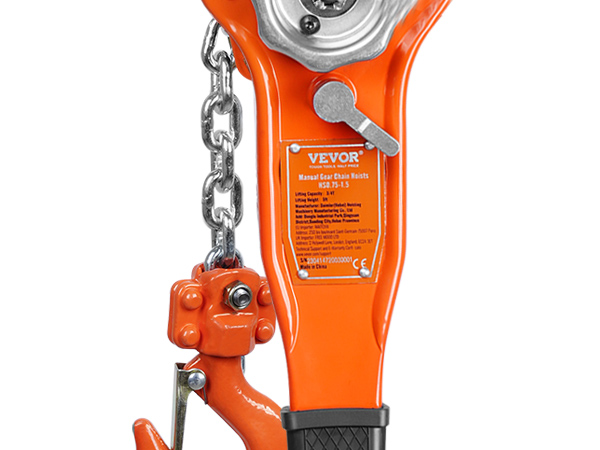 3/4 Ton (1650 Lb) Manual Lever Chain Hoist - 5ft, Industrial Steel, Blue
